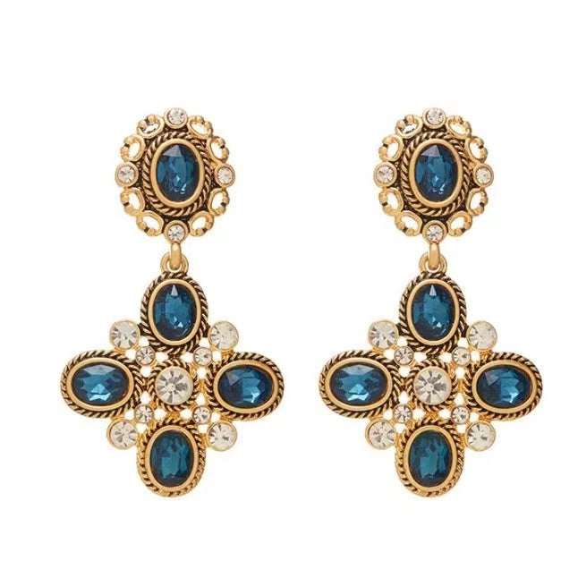 Hungarian Tranquil Blue French Royal Vintage Inspired Earrings