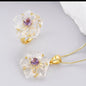 Exquisite Camellia White Crystal rings and necklace