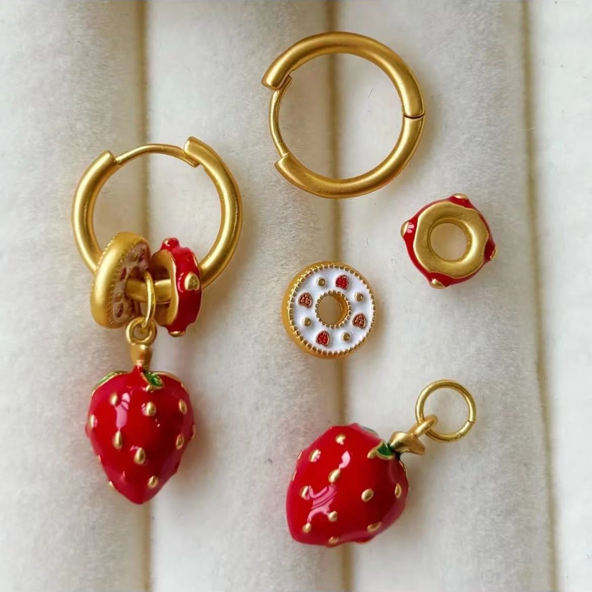 Handpainted Strawberry Earrings