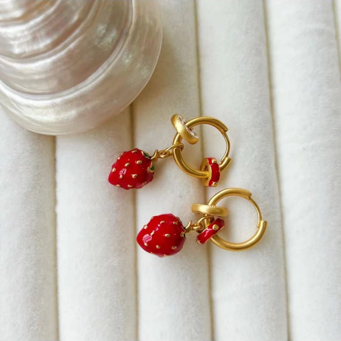 Handpainted Strawberry Earrings