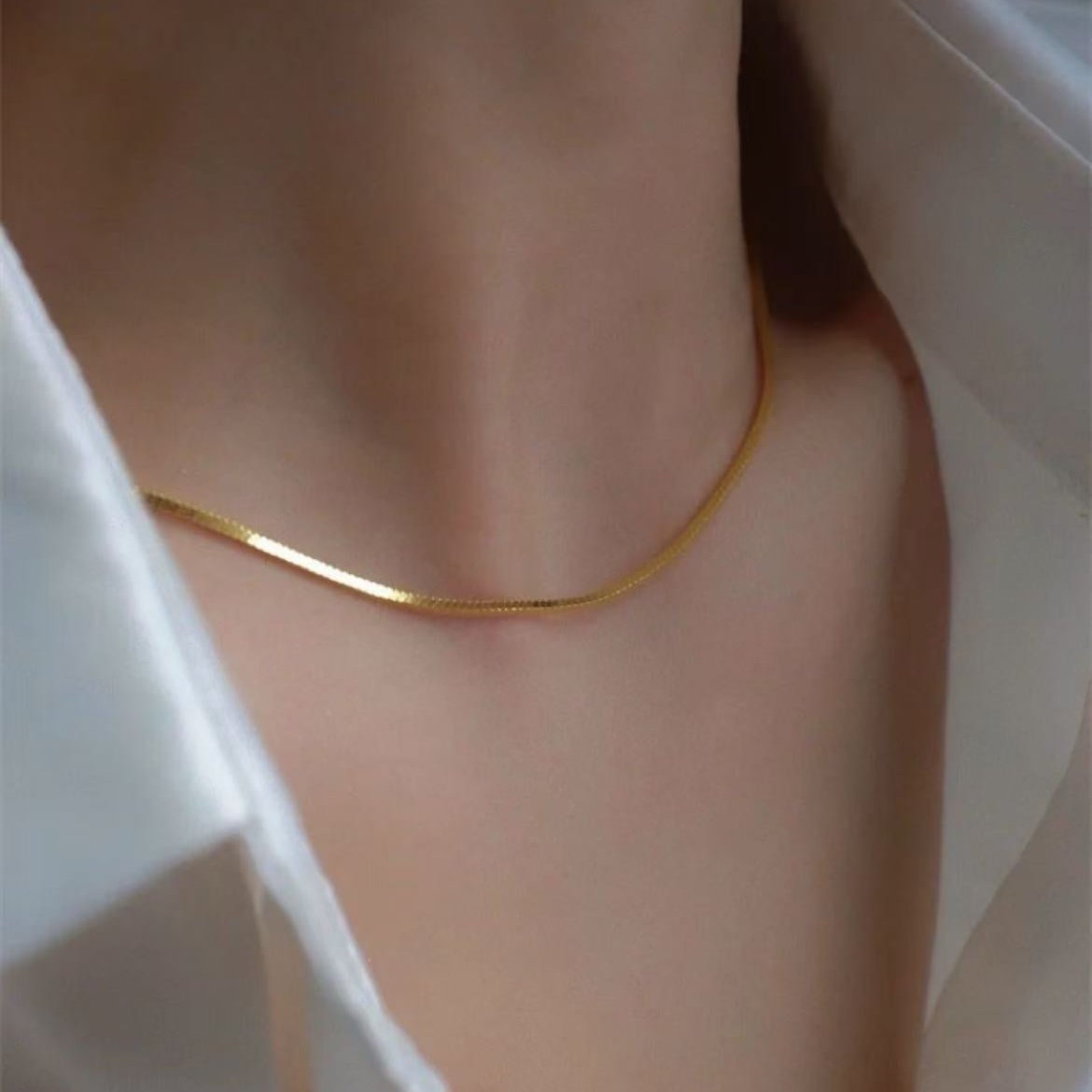 Sterling Silver Flat Snake Chain - Gold