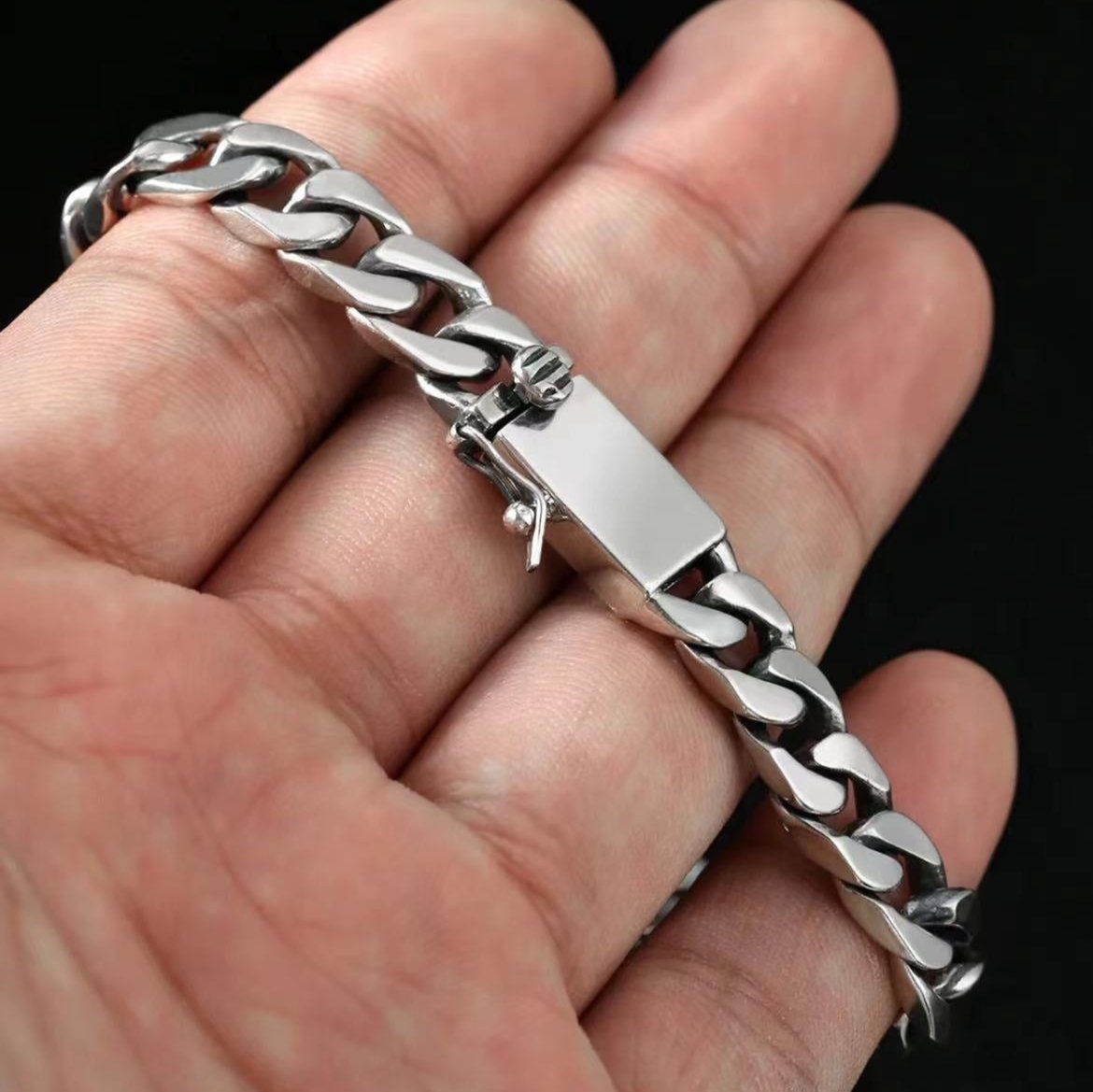 Unisex Sterling Silver 925(6-15mm) Whip Bracelet-men